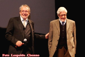 Il direttore Felice Laudadio con Il presidente Ettore Scola nella serata finale del Bifest
